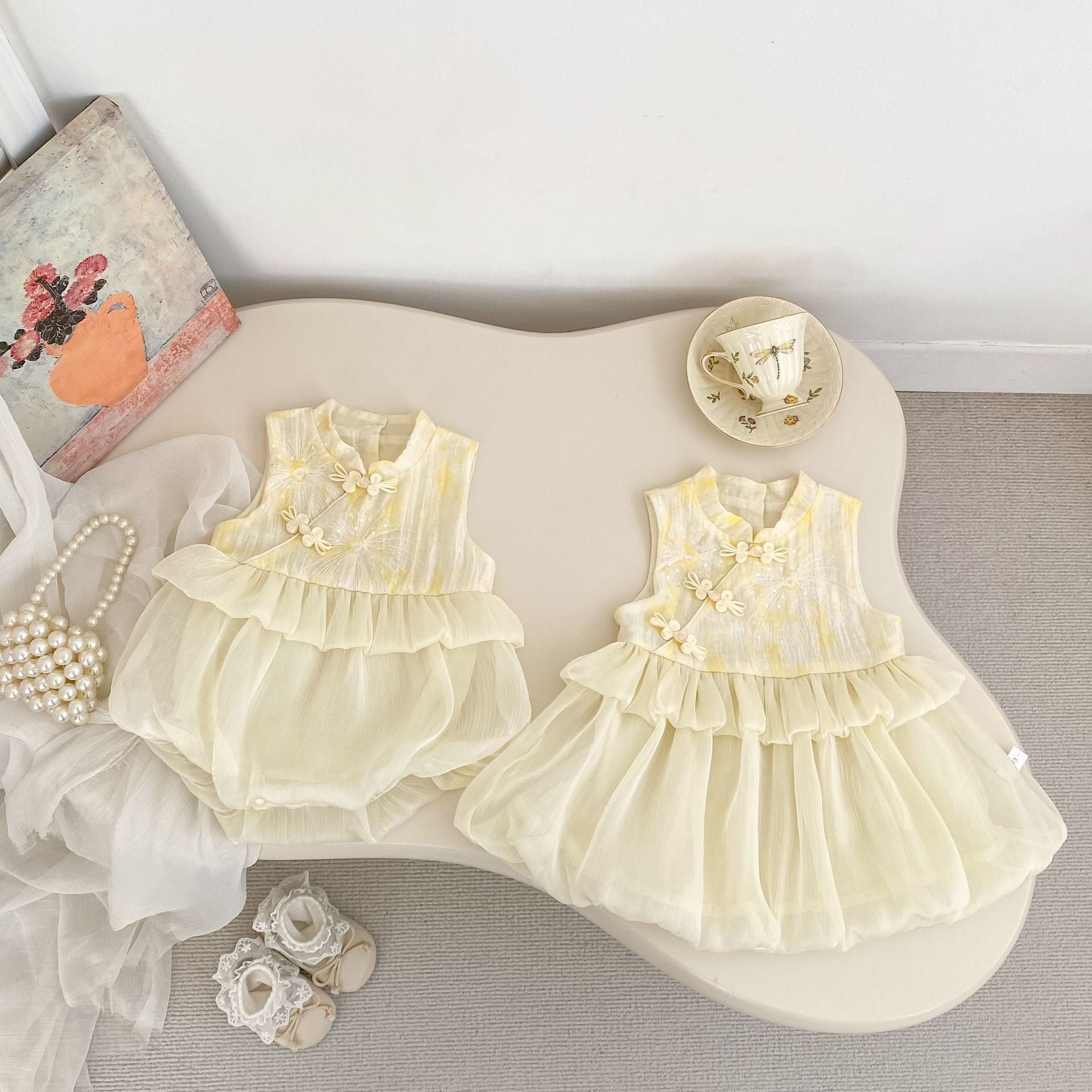 Golden Blossom Princess Dress Set