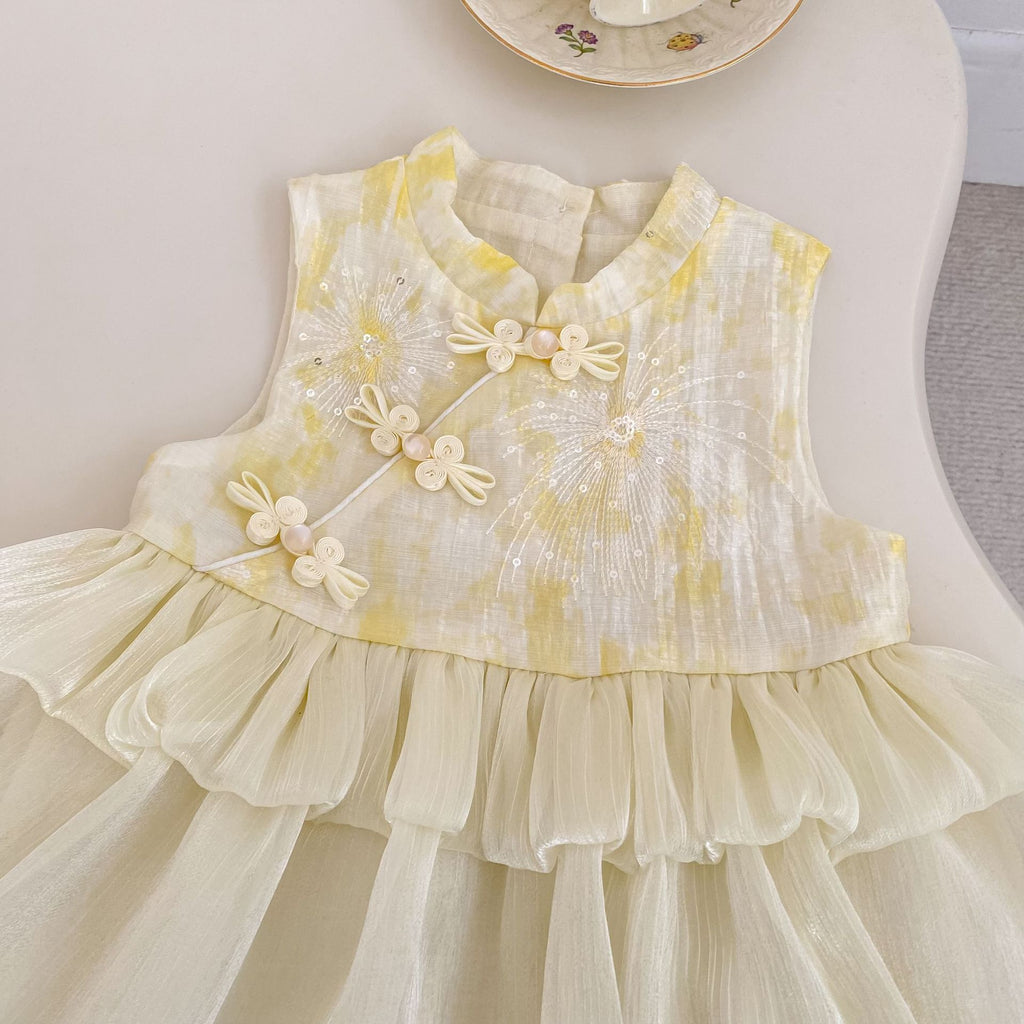 Golden Blossom Princess Dress Set