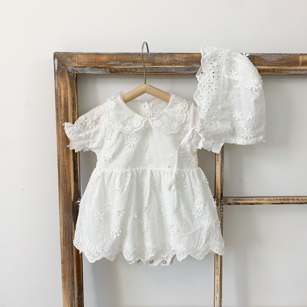 Vintage Lace Bloom Romper Set