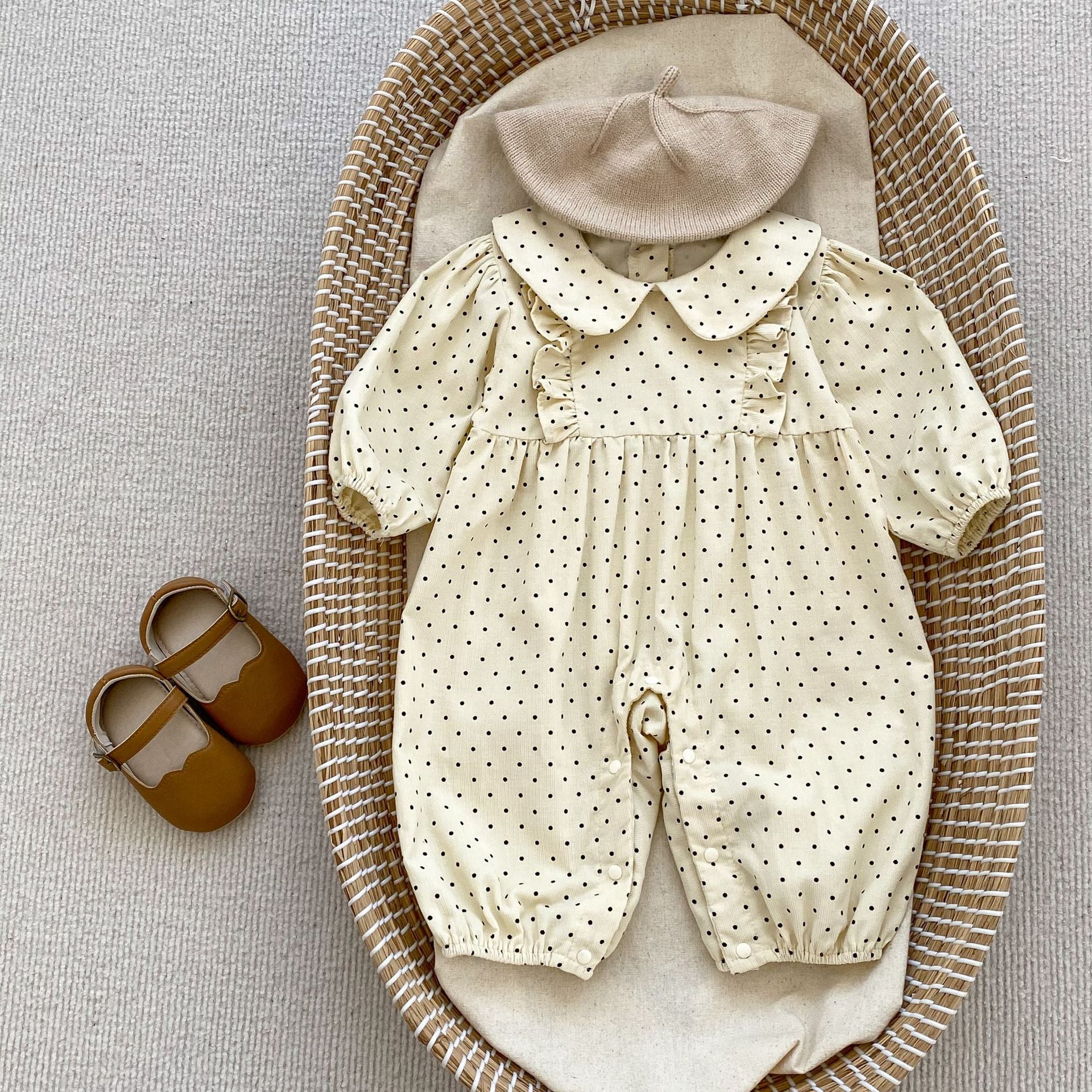 Vintage Dot Collar Romper