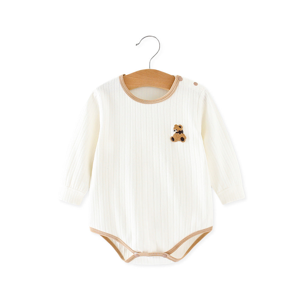 Baby Clothes Spring Bag Fart Clothes Pure Cotton Class A Solid Color Body Clothes Base Boneless Long Sleeve Baby Triangle Climbing Clothes