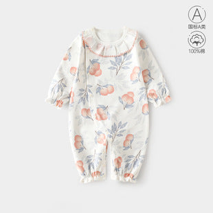 Baby Clothes Spring Bag Fart Clothes Pure Cotton Class A Solid Color Body Clothes Base Boneless Long Sleeve Baby Triangle Climbing Clothes