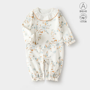 Baby Clothes Spring Bag Fart Clothes Pure Cotton Class A Solid Color Body Clothes Base Boneless Long Sleeve Baby Triangle Climbing Clothes