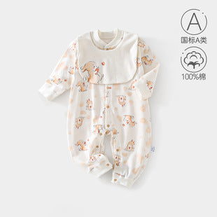 Baby Clothes Spring Bag Fart Clothes Pure Cotton Class A Solid Color Body Clothes Base Boneless Long Sleeve Baby Triangle Climbing Clothes