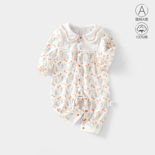 Baby Clothes Spring Bag Fart Clothes Pure Cotton Class A Solid Color Body Clothes Base Boneless Long Sleeve Baby Triangle Climbing Clothes
