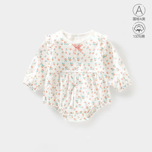 Baby Clothes Spring Bag Fart Clothes Pure Cotton Class A Solid Color Body Clothes Base Boneless Long Sleeve Baby Triangle Climbing Clothes