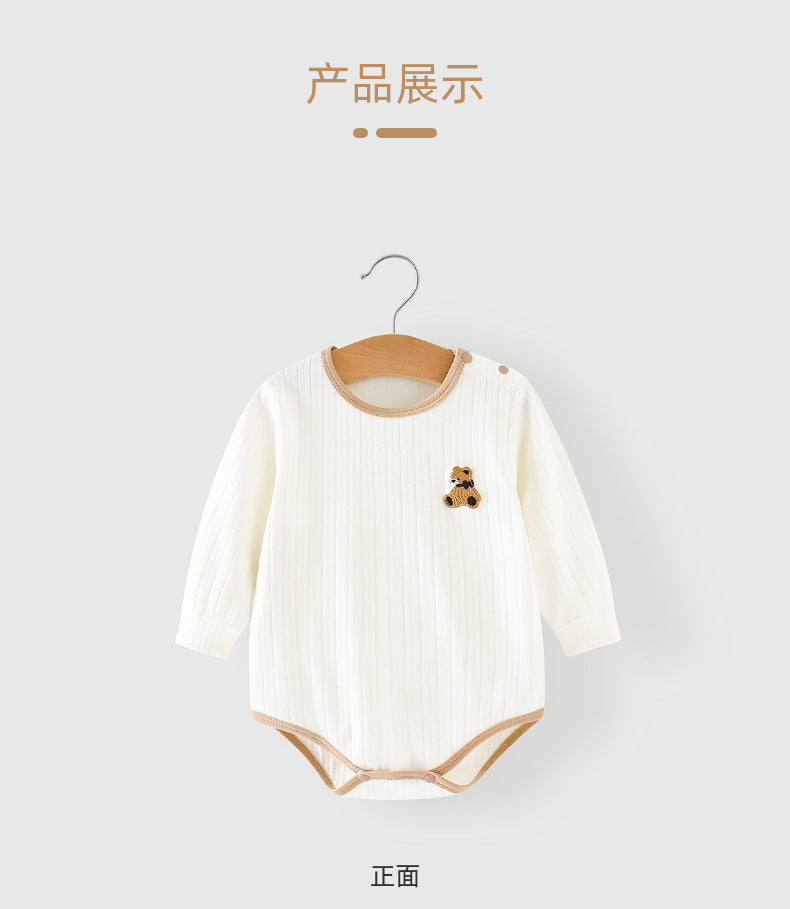 Baby Clothes Spring Bag Fart Clothes Pure Cotton Class A Solid Color Body Clothes Base Boneless Long Sleeve Baby Triangle Climbing Clothes