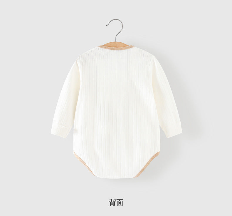 Baby Clothes Spring Bag Fart Clothes Pure Cotton Class A Solid Color Body Clothes Base Boneless Long Sleeve Baby Triangle Climbing Clothes