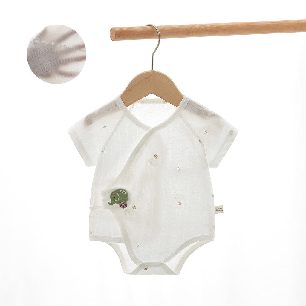Newborn Baby Romper, Class A, Summer Thin Onesie, Baby’s Triangular Bodysuit, Short-sleeved Monk-style Outfit, Pajamas.