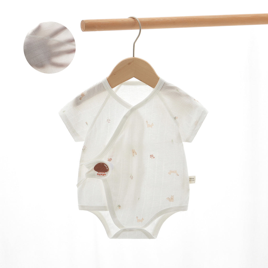 Newborn Baby Romper, Class A, Summer Thin Onesie, Baby’s Triangular Bodysuit, Short-sleeved Monk-style Outfit, Pajamas.