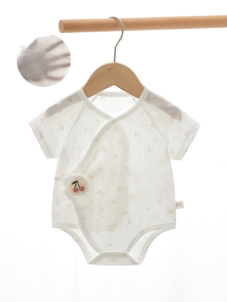 Newborn Baby Romper, Class A, Summer Thin Onesie, Baby’s Triangular Bodysuit, Short-sleeved Monk-style Outfit, Pajamas.