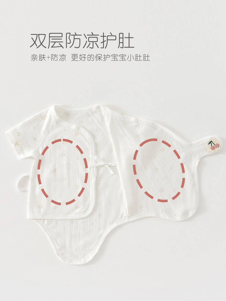 Newborn Baby Romper, Class A, Summer Thin Onesie, Baby’s Triangular Bodysuit, Short-sleeved Monk-style Outfit, Pajamas.