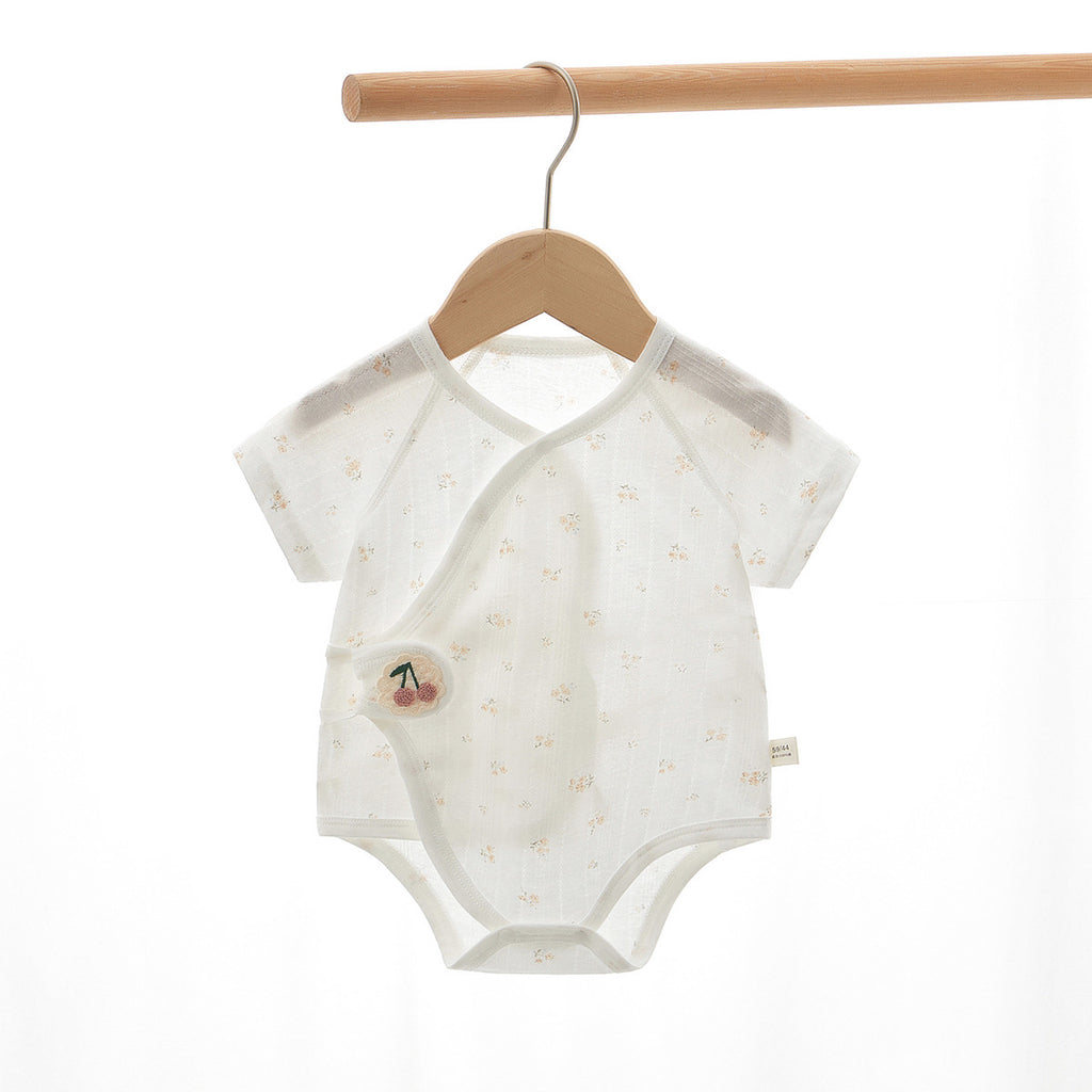 Newborn Baby Romper, Class A, Summer Thin Onesie, Baby’s Triangular Bodysuit, Short-sleeved Monk-style Outfit, Pajamas.