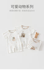 Baby's Jumpsuit Summer Thin Newborn Short-sleeved Kayak Cotton Summer Cool Feeling Class A Newborn Baby Clothes