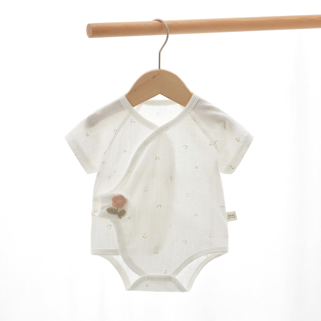 Newborn Baby Romper, Class A, Summer Thin Onesie, Baby’s Triangular Bodysuit, Short-sleeved Monk-style Outfit, Pajamas.