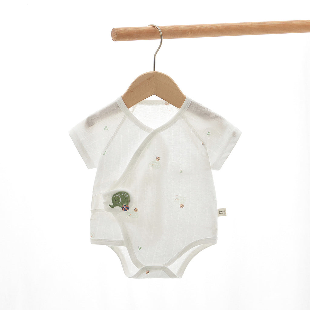 Newborn Baby Romper, Class A, Summer Thin Onesie, Baby’s Triangular Bodysuit, Short-sleeved Monk-style Outfit, Pajamas.