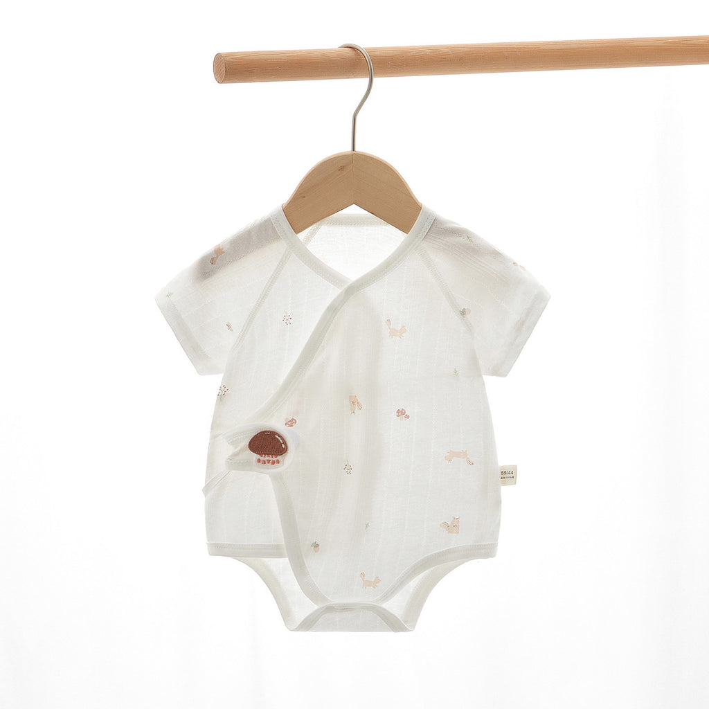 Newborn Baby Romper, Class A, Summer Thin Onesie, Baby’s Triangular Bodysuit, Short-sleeved Monk-style Outfit, Pajamas.