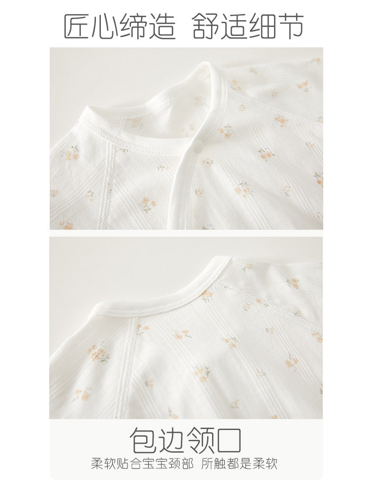 Newborn Baby Romper, Class A, Summer Thin Onesie, Baby’s Triangular Bodysuit, Short-sleeved Monk-style Outfit, Pajamas.