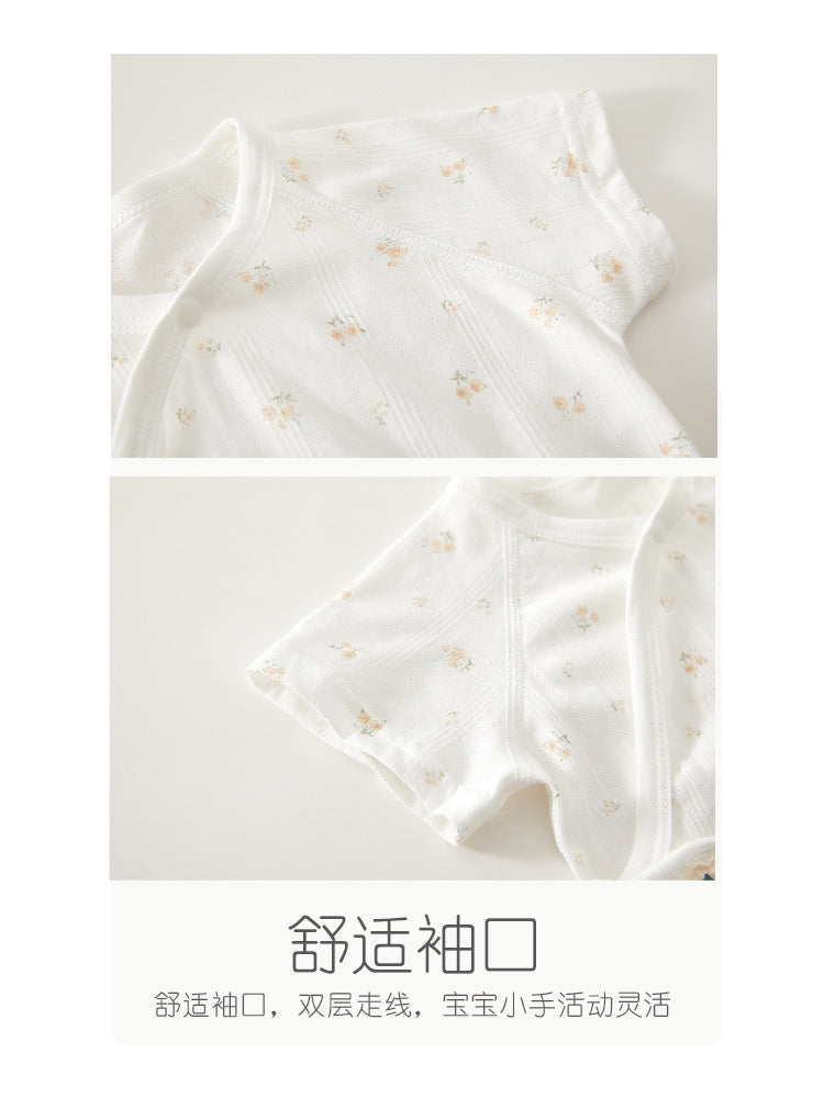 Newborn Baby Romper, Class A, Summer Thin Onesie, Baby’s Triangular Bodysuit, Short-sleeved Monk-style Outfit, Pajamas.