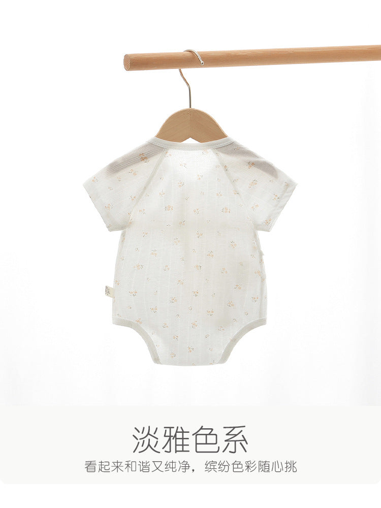 Newborn Baby Romper, Class A, Summer Thin Onesie, Baby’s Triangular Bodysuit, Short-sleeved Monk-style Outfit, Pajamas.