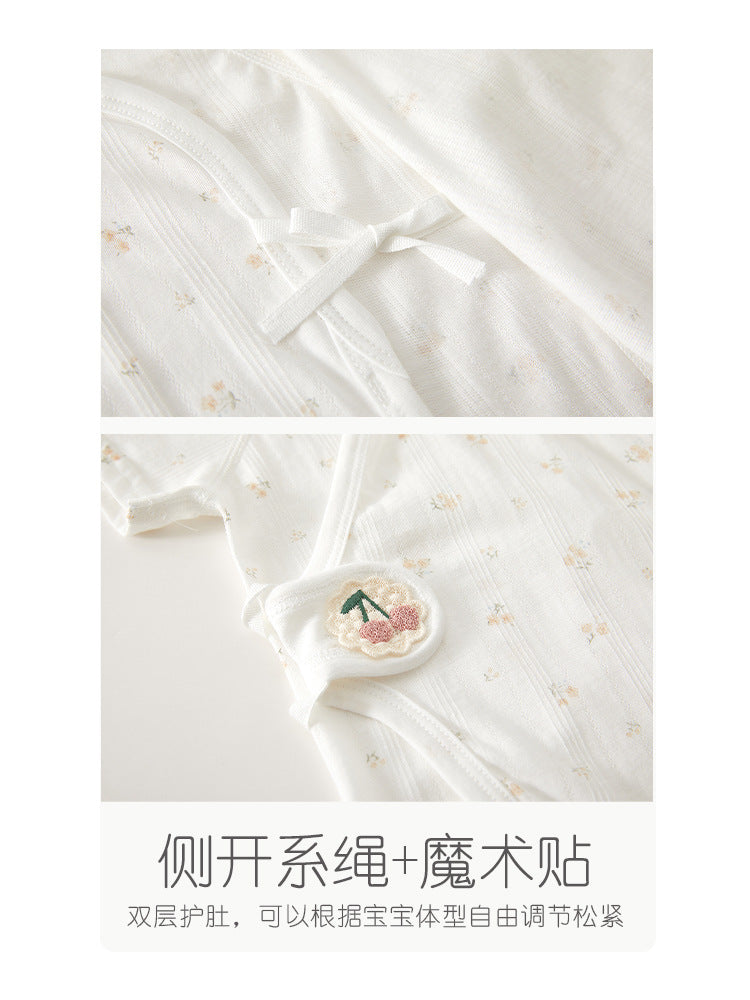 Newborn Baby Romper, Class A, Summer Thin Onesie, Baby’s Triangular Bodysuit, Short-sleeved Monk-style Outfit, Pajamas.