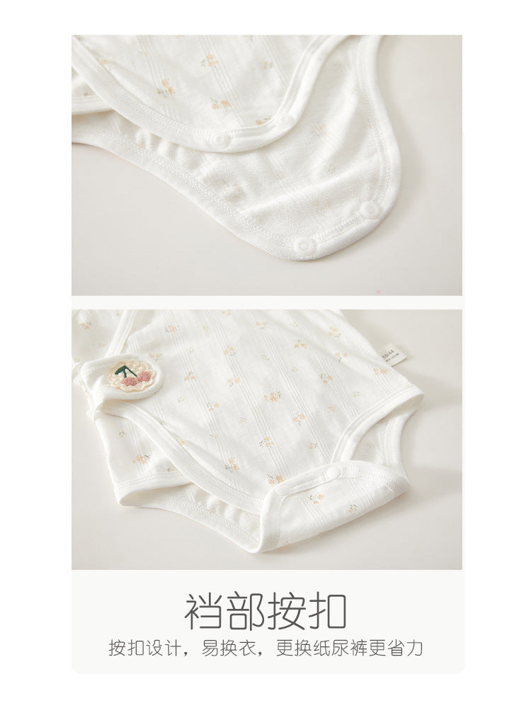 Newborn Baby Romper, Class A, Summer Thin Onesie, Baby’s Triangular Bodysuit, Short-sleeved Monk-style Outfit, Pajamas.