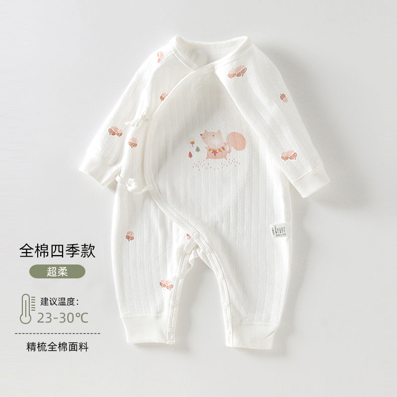 Newborn Baby Clothes Spring And Autumn Newborn Pure Cotton Boneless Butterfly Harper Baby Monk Clothes Autumn Baby Jumpsuit