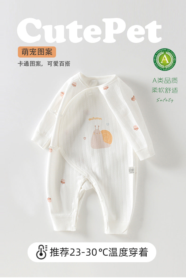 Newborn Baby Clothes Spring And Autumn Newborn Pure Cotton Boneless Butterfly Harper Baby Monk Clothes Autumn Baby Jumpsuit