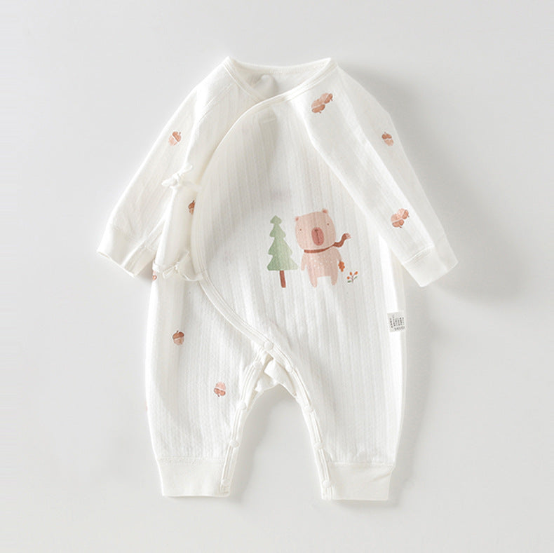 Newborn Baby Clothes Spring And Autumn Newborn Pure Cotton Boneless Butterfly Harper Baby Monk Clothes Autumn Baby Jumpsuit