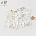 Class A Pure Cotton Summer Rompers For Newborns; Short-sleeved, Thin Summer Outfits Perfect For Boys And Girls To Wear Outdoors.