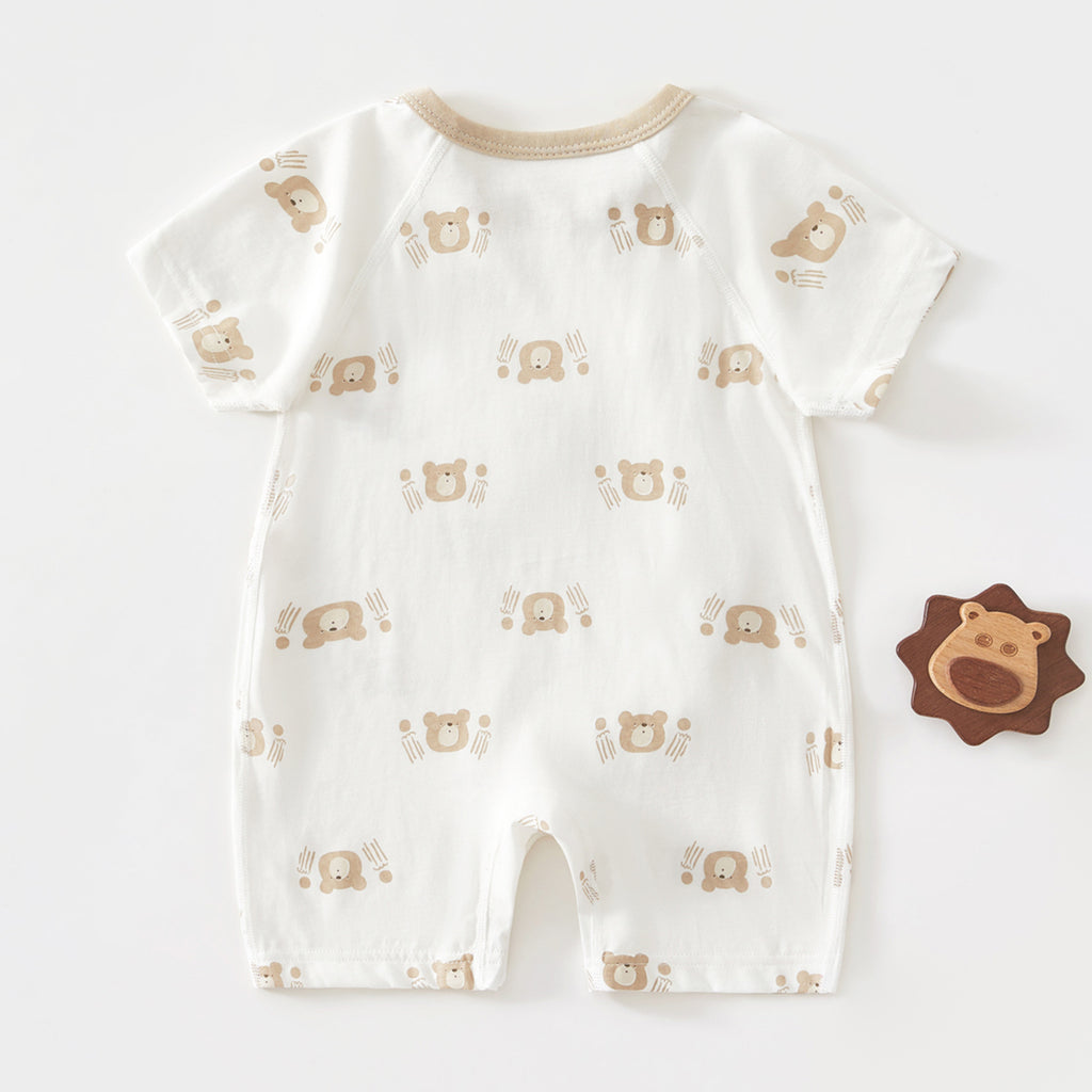 Class A Pure Cotton Summer Rompers For Newborns; Short-sleeved, Thin Summer Outfits Perfect For Boys And Girls To Wear Outdoors.