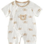Class A Pure Cotton Summer Rompers For Newborns; Short-sleeved, Thin Summer Outfits Perfect For Boys And Girls To Wear Outdoors.