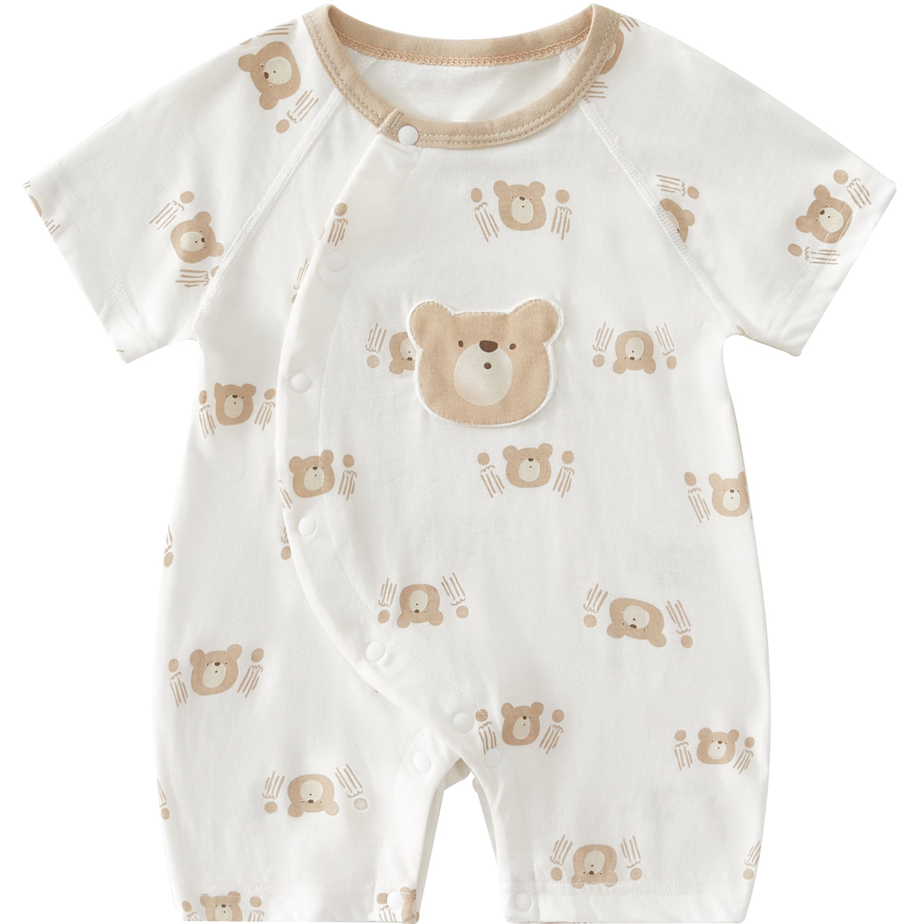 Class A Pure Cotton Summer Rompers For Newborns; Short-sleeved, Thin Summer Outfits Perfect For Boys And Girls To Wear Outdoors.