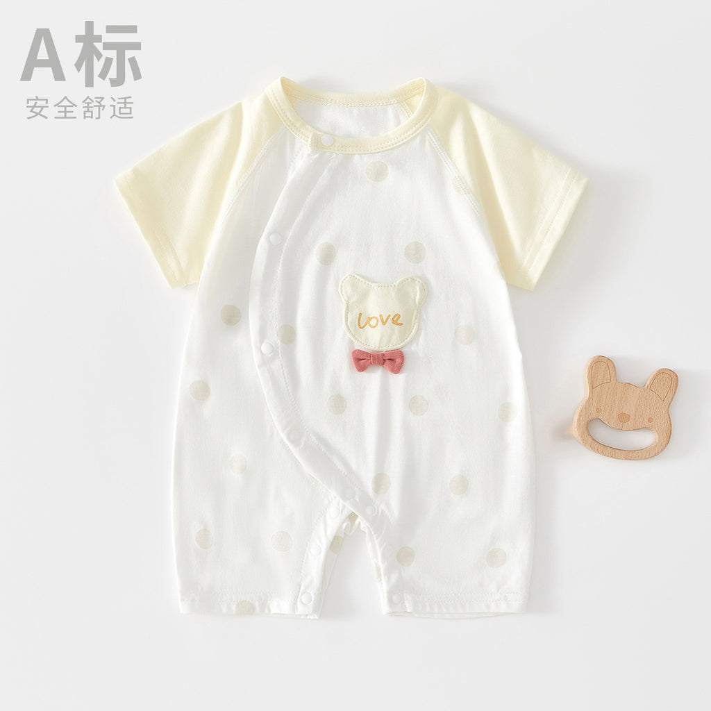Class A Pure Cotton Summer Rompers For Newborns; Short-sleeved, Thin Summer Outfits Perfect For Boys And Girls To Wear Outdoors.