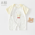 Class A Pure Cotton Summer Rompers For Newborns; Short-sleeved, Thin Summer Outfits Perfect For Boys And Girls To Wear Outdoors.