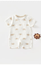 Class A Pure Cotton Summer Rompers For Newborns; Short-sleeved, Thin Summer Outfits Perfect For Boys And Girls To Wear Outdoors.