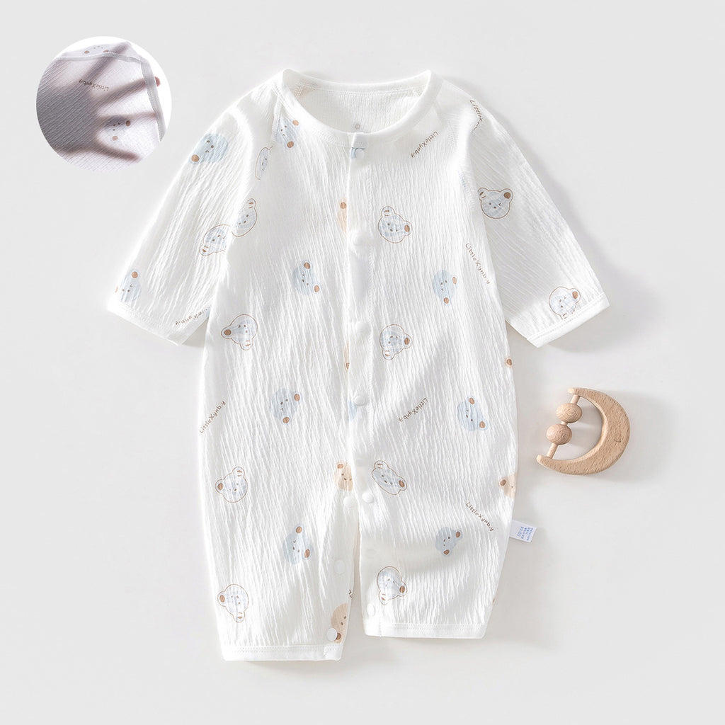 Newborn Baby Jumpsuit Summer Thin Khai Climbing Clothes Baby Ultra-thin Summer Long Sleeve Summer Air Conditioning Clothes Pajamas