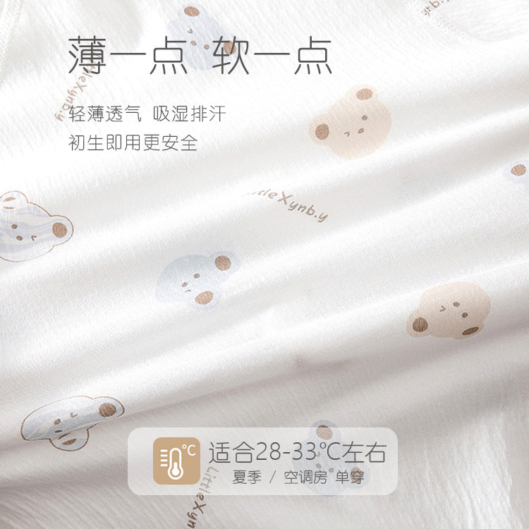 Newborn Baby Jumpsuit Summer Thin Khai Climbing Clothes Baby Ultra-thin Summer Long Sleeve Summer Air Conditioning Clothes Pajamas