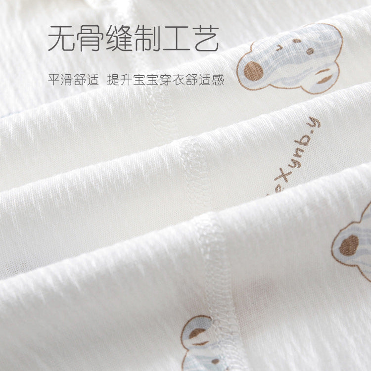 Newborn Baby Jumpsuit Summer Thin Khai Climbing Clothes Baby Ultra-thin Summer Long Sleeve Summer Air Conditioning Clothes Pajamas