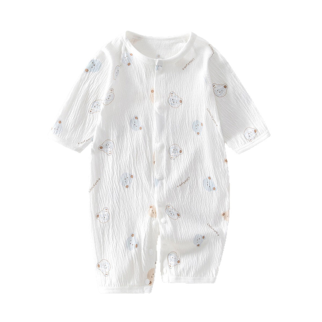Newborn Baby Jumpsuit Summer Thin Khai Climbing Clothes Baby Ultra-thin Summer Long Sleeve Summer Air Conditioning Clothes Pajamas