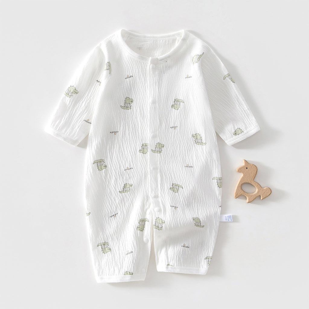 Newborn Baby Jumpsuit Summer Thin Khai Climbing Clothes Baby Ultra-thin Summer Long Sleeve Summer Air Conditioning Clothes Pajamas