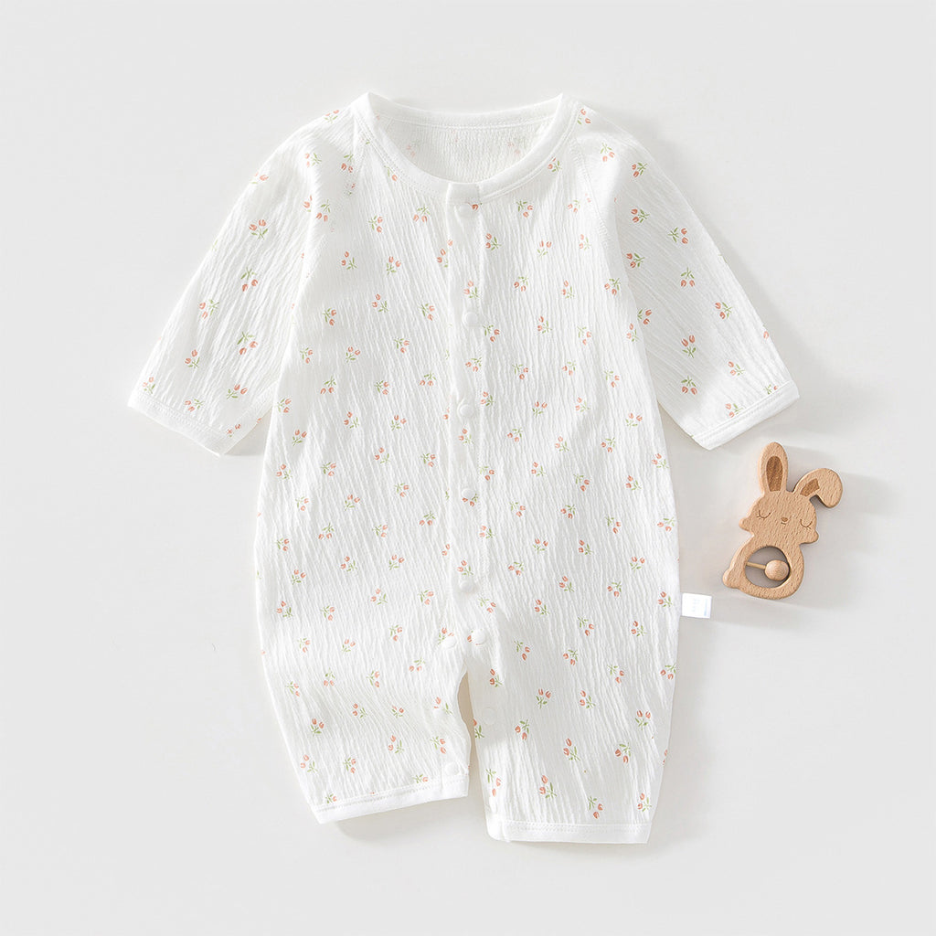 Newborn Baby Jumpsuit Summer Thin Khai Climbing Clothes Baby Ultra-thin Summer Long Sleeve Summer Air Conditioning Clothes Pajamas