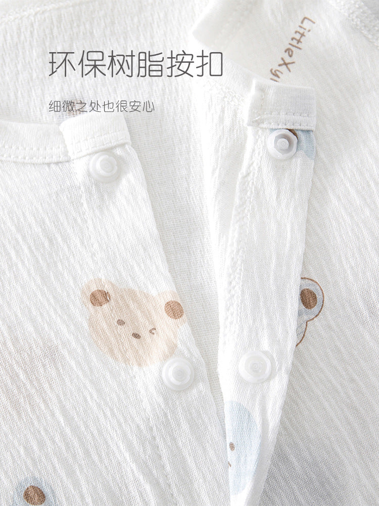 Newborn Baby Jumpsuit Summer Thin Khai Climbing Clothes Baby Ultra-thin Summer Long Sleeve Summer Air Conditioning Clothes Pajamas