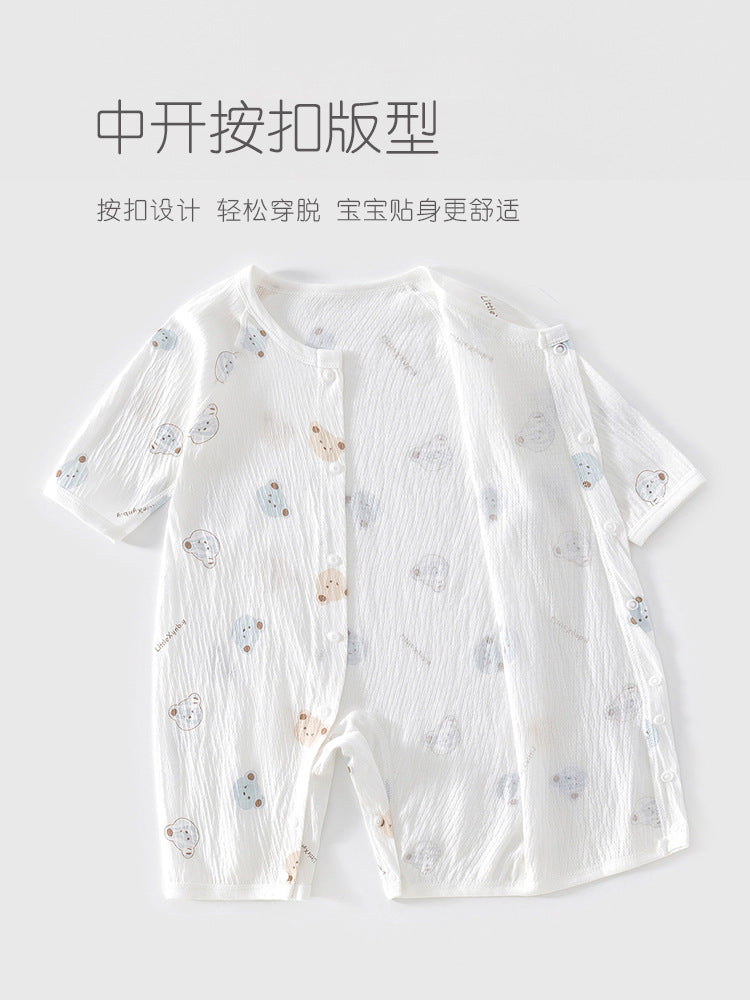 Newborn Baby Jumpsuit Summer Thin Khai Climbing Clothes Baby Ultra-thin Summer Long Sleeve Summer Air Conditioning Clothes Pajamas