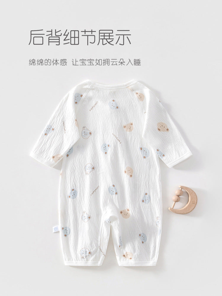 Newborn Baby Jumpsuit Summer Thin Khai Climbing Clothes Baby Ultra-thin Summer Long Sleeve Summer Air Conditioning Clothes Pajamas