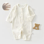 Newborn Baby Summer Thin Pure Cotton Jumpsuit For Boys And Girls Baby's Hatshirt Climbing Wear Breathable Mesh Long Sleeve Air-conditioning Suit