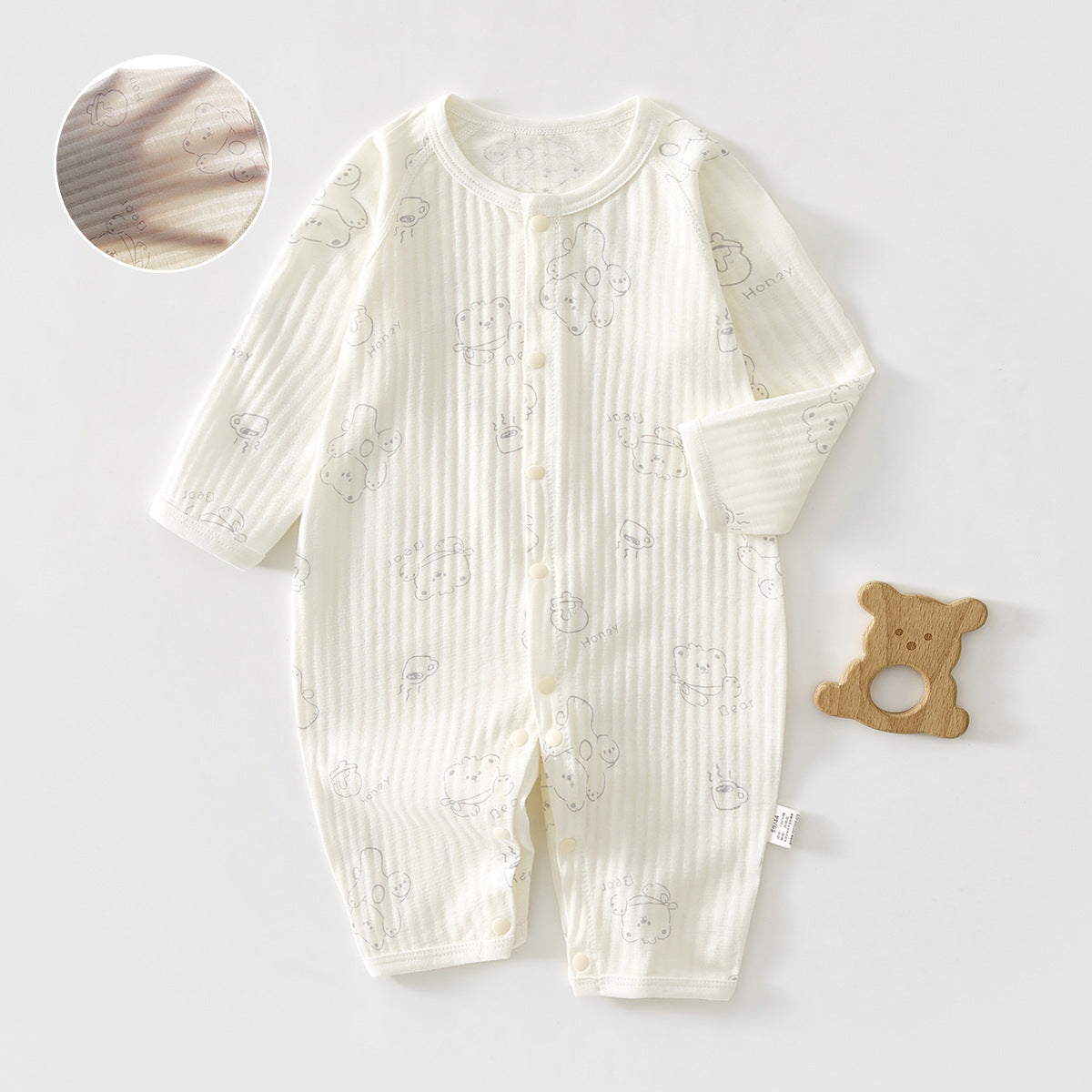 Newborn Baby Summer Thin Pure Cotton Jumpsuit For Boys And Girls Baby's Hatshirt Climbing Wear Breathable Mesh Long Sleeve Air-conditioning Suit