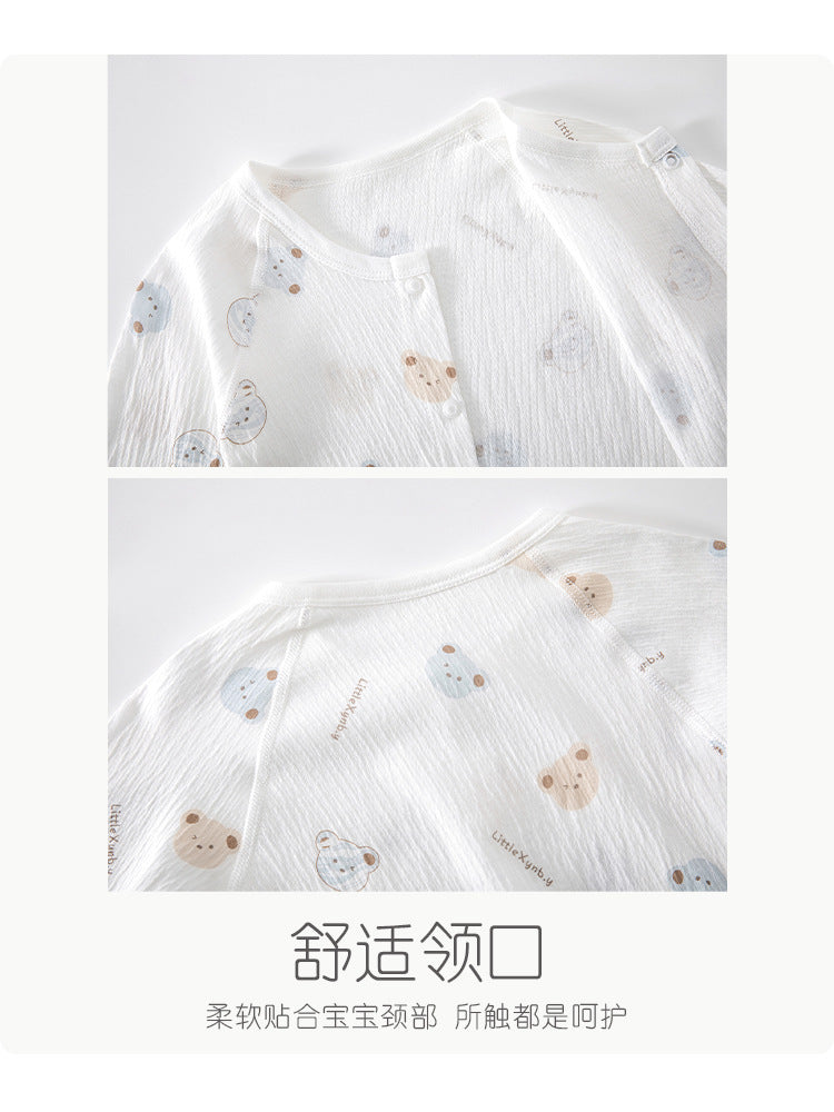 Newborn Baby Jumpsuit Summer Thin Khai Climbing Clothes Baby Ultra-thin Summer Long Sleeve Summer Air Conditioning Clothes Pajamas