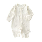 Newborn Baby Summer Thin Pure Cotton Jumpsuit For Boys And Girls Baby's Hatshirt Climbing Wear Breathable Mesh Long Sleeve Air-conditioning Suit