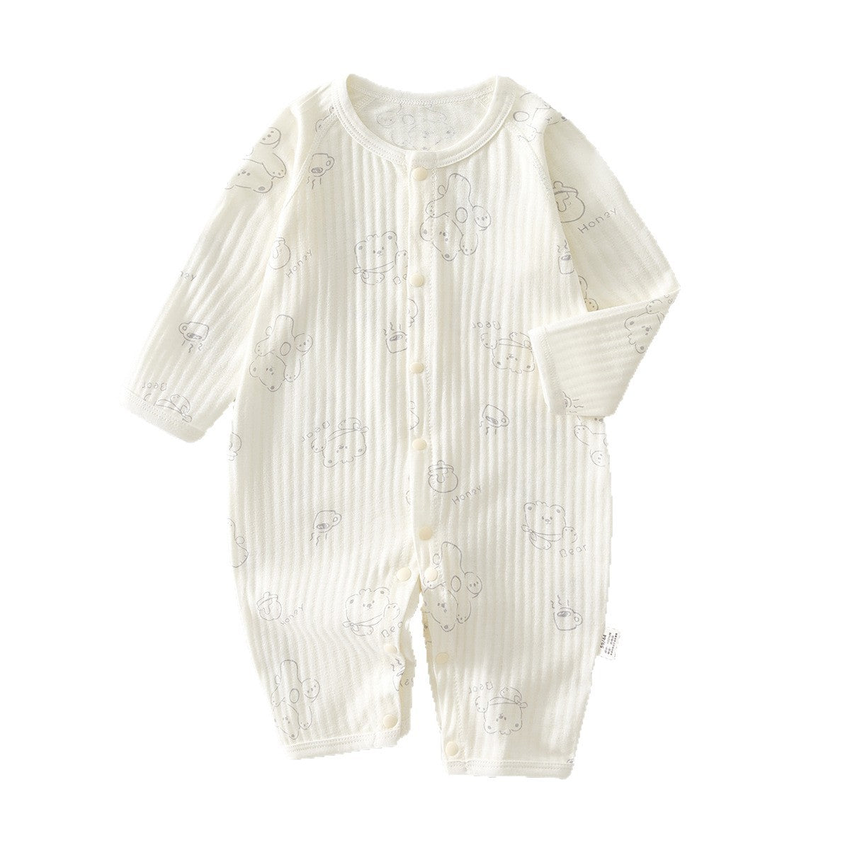 Newborn Baby Summer Thin Pure Cotton Jumpsuit For Boys And Girls Baby's Hatshirt Climbing Wear Breathable Mesh Long Sleeve Air-conditioning Suit
